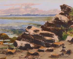 Horace Champagne: ROCK SLABES (sic) ST. LAWRENCE RIVER – NEAR BEACH LA MALBAIE, QUEBEC