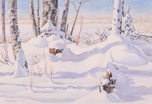 Ernest Lindner: UNTITLED (WINTER TREES BY LAKE)