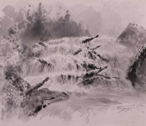 Frederic Marlett Bell-Smith: WATERFALL NEAR GLACIER, B.C.
