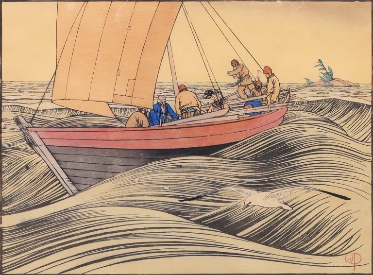 Walter Joseph Phillips, York Boat on Lake Winnipeg; 1930