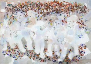 FIVE FIGURES IN A CROWD