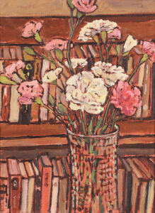 William (Bill) Duma: STILL LIFE WITH FLOWERS AND BOOKSHELF