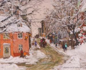 Horace Champagne: SNOW LADEN BRANCHES (AVE. STE-GENEVIEVE, VIEUX QUEBEC)
