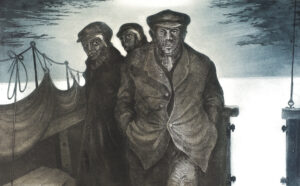 David Lloyd Blackwood: CAPTAIN NED BISHOP WITH OFFICERS ON THE BRIDGE OF THE S. S. EAGLE