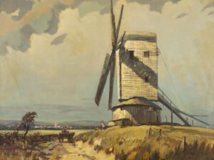 Alfred Crocker Leighton: FIGURES BY A WINDMILL, WITH DISTANT TOWN