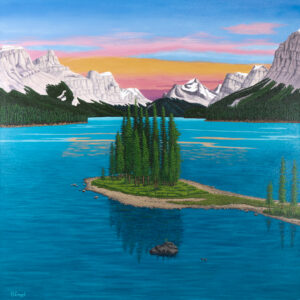 Barbara Engel: SUNSET AT MALIGNE LAKE, JASPER, AB