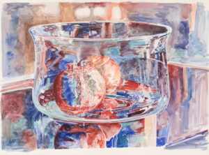 Mary Frances Pratt: TWO POMEGRANATES IN A GLASS BOWL II (STUDY FOR A PAINTING)