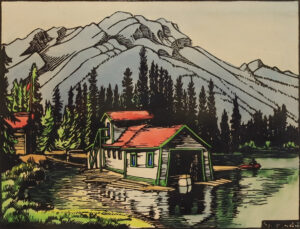 Margaret Dorothy Shelton: BOATHOUSES AND MOUNT NORQUAY, BANFF