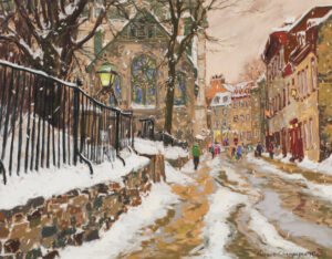 Horace Champagne: LITTLE SCHOOL CHILDREN (ÉCOLE DES URSULINES, RUE DESJARDINS & DONNACONA, OLD QUEBEC CITY)
